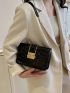 PU Square Bag Crocodile Embossed Flap Black