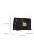 PU Square Bag Crocodile Embossed Flap Black