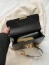 PU Square Bag Crocodile Embossed Flap Black