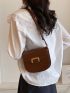 Mini Saddle Bag Brown Metal Decor Flap For Work