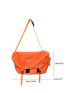 Medium Messenger Bag Letter Graphic Nylon Orange