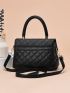 Medium Square Bag Quilted Rhinestone Detail Twist Lock