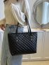 Small Tote Bag Quilted Double Handle Solid Color