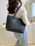 Small Tote Bag Quilted Double Handle Solid Color