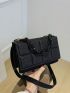 Mini Square Bag Black Chain Decor Flap For Daily