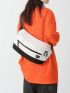 Medium Waist Bag Colorblock Letter Patch Decor