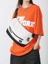 Medium Waist Bag Colorblock Letter Patch Decor