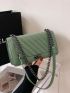 Solid Color Square Bag Quilted Chain Strap