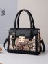 Small Flap Square Bag Snakeskin Embossed Genuine Leather