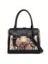 Small Flap Square Bag Snakeskin Embossed Genuine Leather