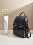 Small Flap Backpack Metal Decor Vintage