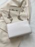 Crocodile Embossed Square Bag Beige Flap Chain Strap For Daily