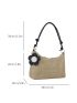 Minimalist Straw Bag With Flower Bag Charm