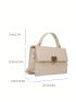 Small Square Bag Fashionable Heart Lock Top Handle Flap PU