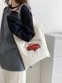 Small Shopper Bag Car Pattern Double Handle