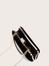 Mini Box Bag Faux Pearl & Rhinestone Decor Chain Strap