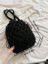 Small Bucket Bag Drawstring Design Solid Black