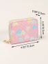 Heart Graphic Card Holder Zipper Preppy