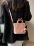 Small Bucket Bag Solid Color Double Handle With Bag Charm