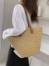 Large Capacity Straw Bag Double Handle For Vacation