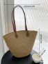 Large Capacity Straw Bag Double Handle For Vacation