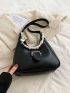 Pearl & Heart Decor Hobo Bag Black