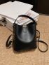 Mini Bucket Bag Letter Embossed Detail Metal Decor
