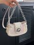 Small Crossbody Bag Holographic Pattern Metal Decor