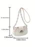 Small Crossbody Bag Holographic Pattern Metal Decor