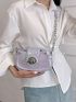 Small Crossbody Bag Holographic Pattern Metal Decor