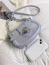 Small Crossbody Bag Holographic Pattern Metal Decor