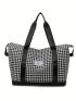 Houndstooth Pattern Duffel Bag Double Handle For Sport & Travel