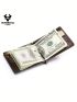 Men Money Clip Genuine Leather Male Purse Billfold Wallet Card Holder Male Clamp Slim Money Purse