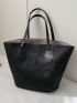 Two Tone Straw Bag Large Capacity Double Handle Vacation