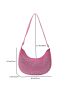 Small Hobo Bag Studded Decor Neon Pink