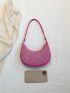 Small Hobo Bag Studded Decor Neon Pink