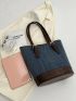 Colorblock Bucket Bag Medium Buckle Decor