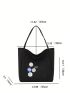 Medium Shopper Bag Double Handle Badge Decor