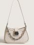 Small Shoulder Bag Crocodile Embossed Chain Decor