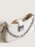 Small Shoulder Bag Crocodile Embossed Chain Decor