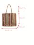 Colorblock Straw Bag Large Capacity Double Handle For Vacation