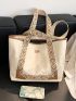 Medium Shoulder Bag Letter Embroidery Geometric Pattern