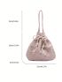 Small Bucket Bag Flower Decor Faux Pearl Detail