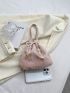 Small Bucket Bag Flower Decor Faux Pearl Detail