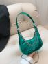 Small Hobo Bag Crocodile Embossed Chain Decor Funky