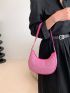 Small Hobo Bag Studded Decor Neon Pink