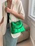 Small Bucket Bag Crocodile Embossed Metallic Green Funky