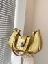 Metallic Hobo Bag Crocodile Embossed Metal Decor Funky