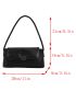 Embossed Detail Flap Baguette Bag Solid Black Elegant