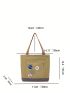 Two Tone Shopper Bag With Badges